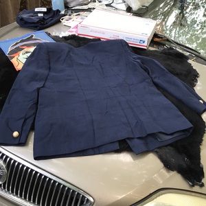 Amanda Smith Petites Navy Blue 2 pc Double Button Look Blazer Skirt Set 10